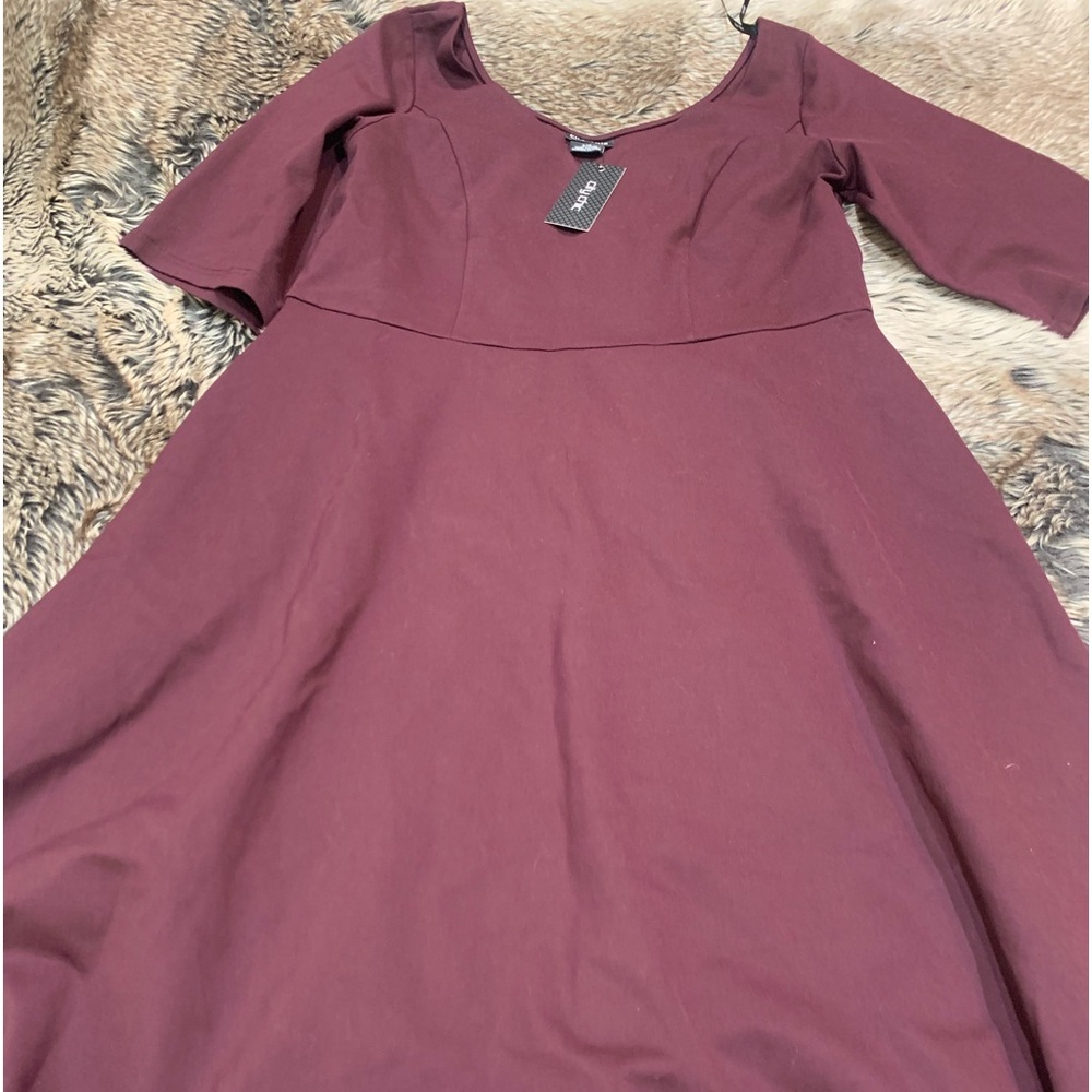 City Chic Cute Girl Elbow Sleeve Dress - oxblood NWT size S/16